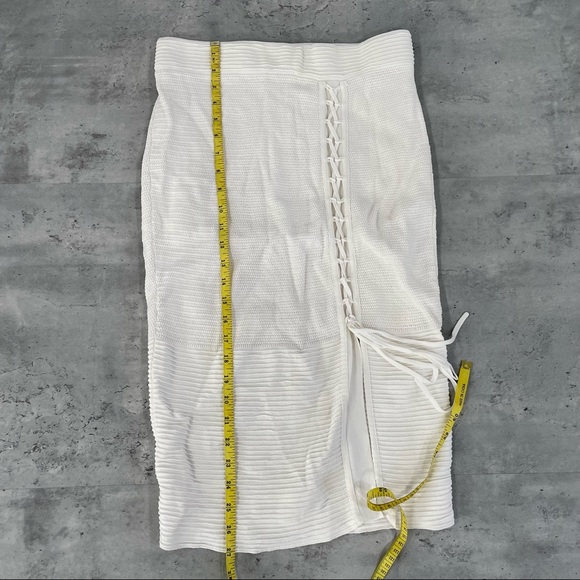 RACHEL Rachel Roy White Knit Lace Up Skirt - Picture 7 of 8